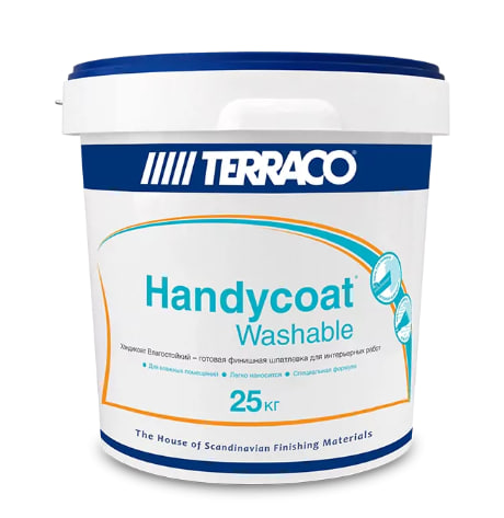 картинка Terraco Handycoat Washable 15 кг Готовая финишная шпаклевка для влажных помещений от магазина Альфа Плейс